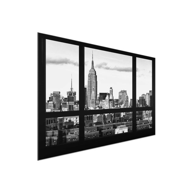 Cuadros de cristal arquitectura y skyline Window Manhattan Skyline black-white