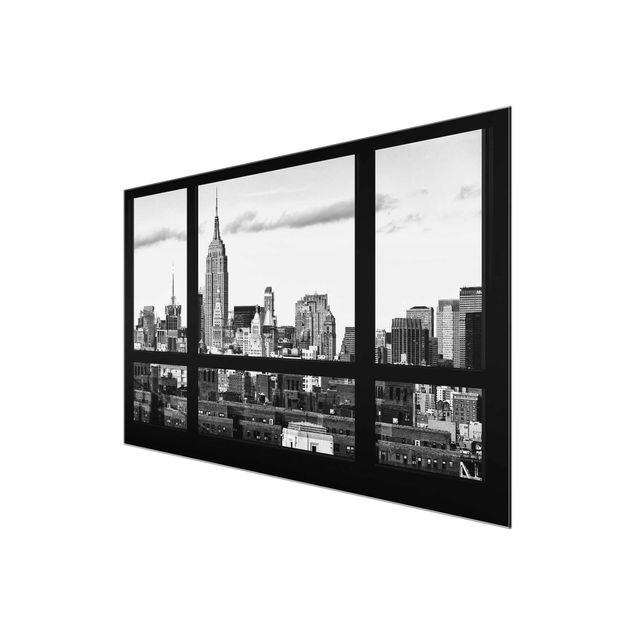 Cuadros de ciudades Window Manhattan Skyline black-white