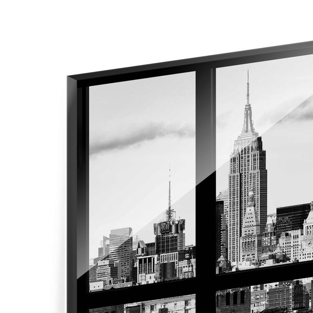 Cuadros decorativos Window Manhattan Skyline black-white