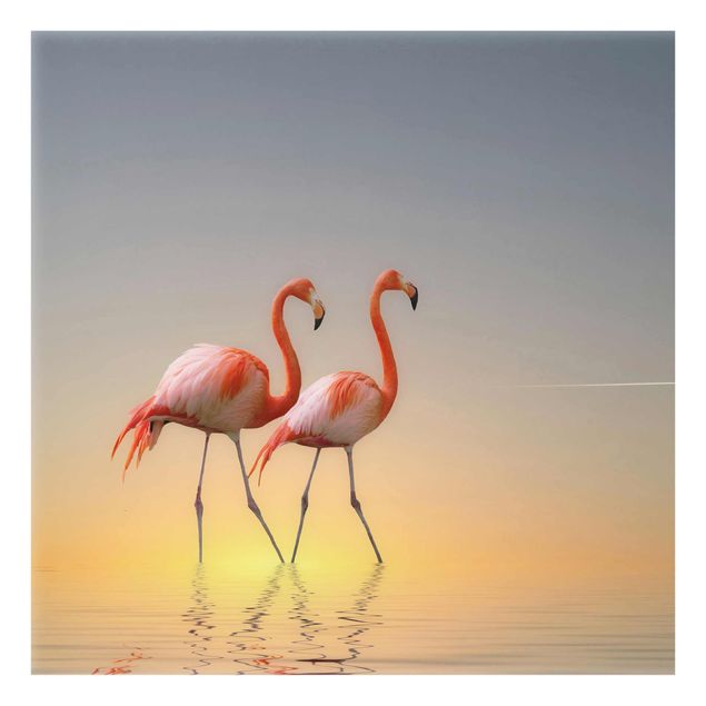 Cuadros de cristal paisajes Flamingo Love