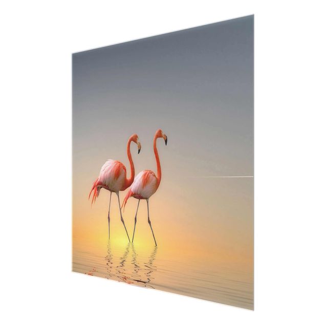 Cuadros de cristal playas Flamingo Love