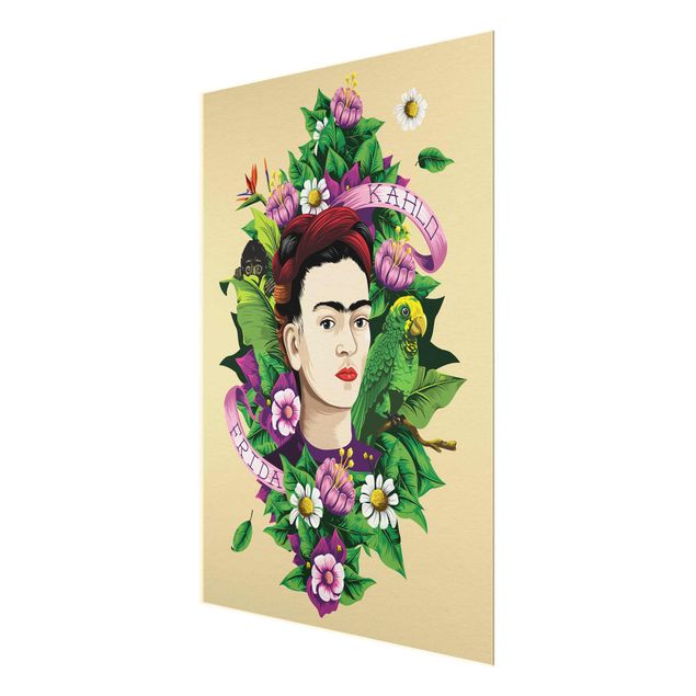 Frida Kahlo cuadros Frida Kahlo - Frida, Äffchen und Papagei