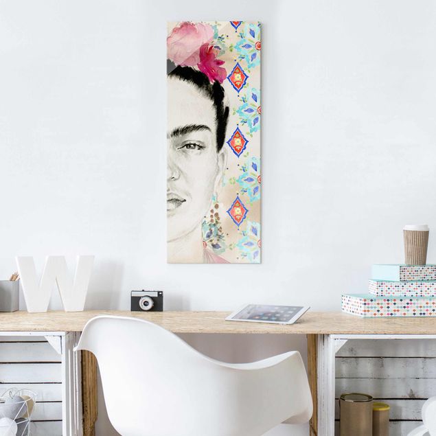 Cuadros modernos Frida With Pink Flowers I