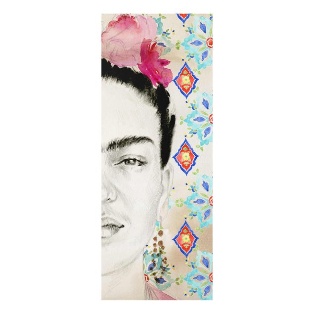 Tableros magnéticos de vidrio Frida With Pink Flowers I
