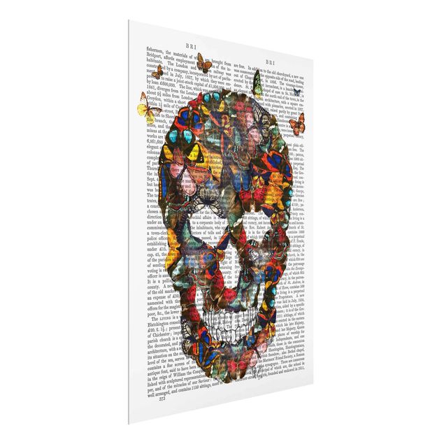 Cuadros de cristal animales Scary Reading - Butterfly Skull