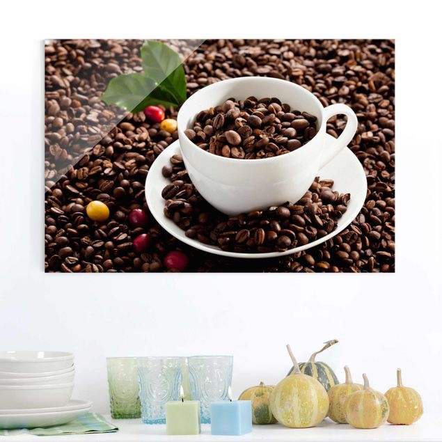 Decoración en la cocina Coffee Cup With Roasted Coffee Beans