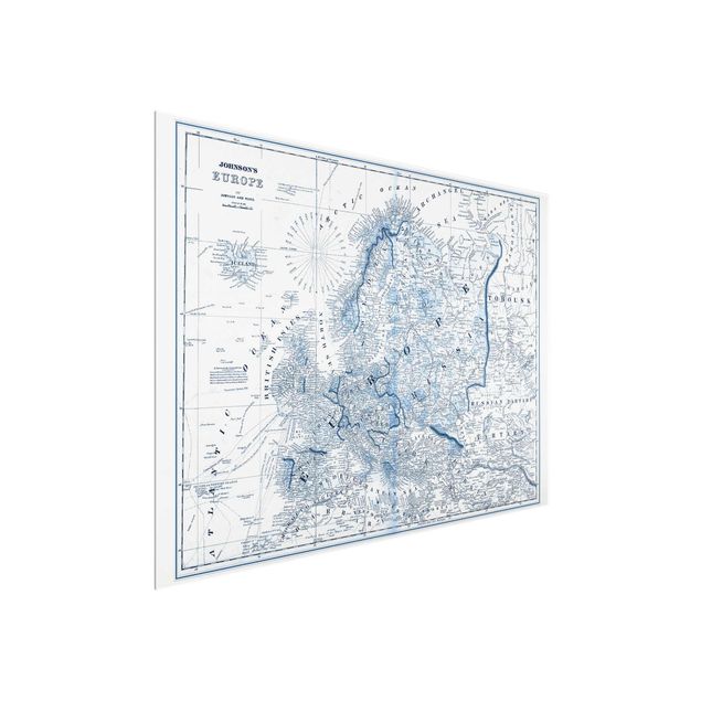 Cuadros retro Map In Blue Tones - Europe
