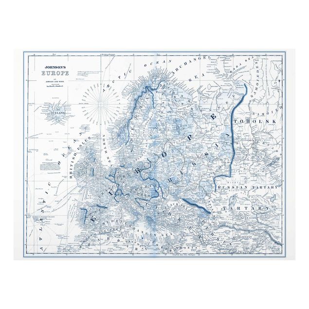 Cuadros azules Map In Blue Tones - Europe