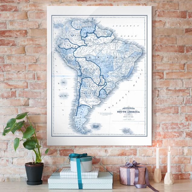 Decoración de cocinas Map In Blue Tones - South America