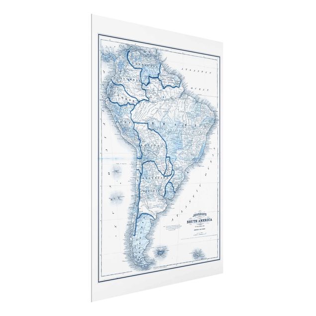 Cuadros modernos Map In Blue Tones - South America