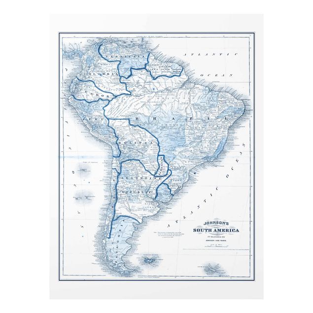 Cuadros azules Map In Blue Tones - South America