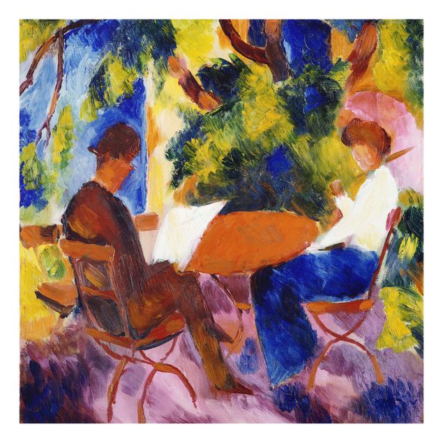 Cuadros de cristal abstractos August Macke - Couple At The Garden Table