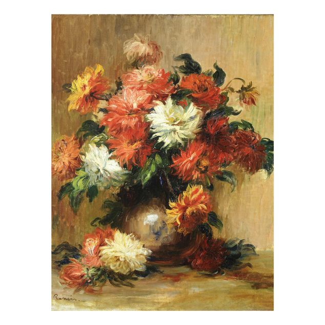 Cuadros de cristal flores Auguste Renoir - Still Life with Dahlias