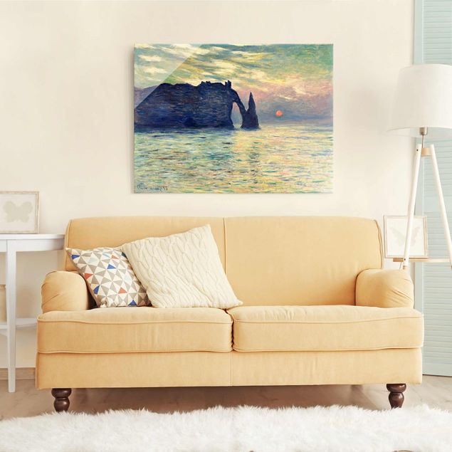 Láminas cuadros famosos Claude Monet - The Cliff, Étretat, Sunset