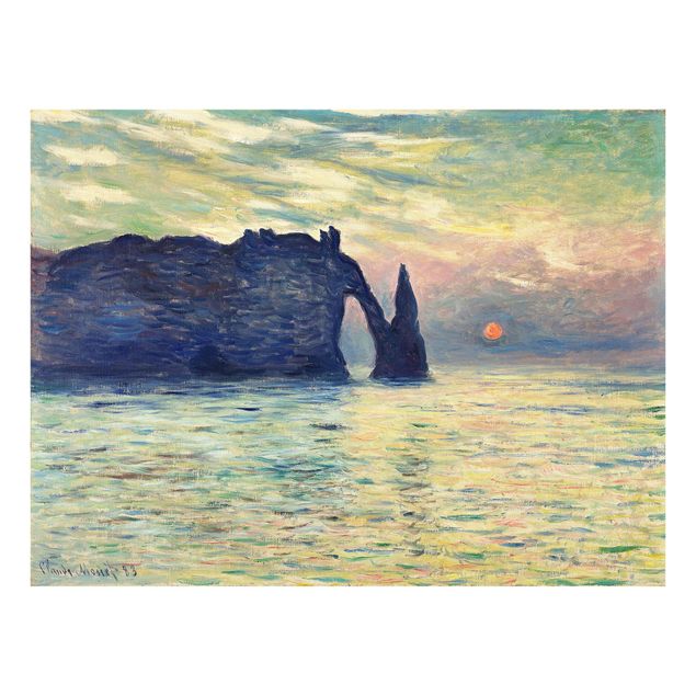 Cuadros de cristal puestas de sol Claude Monet - The Cliff, Étretat, Sunset