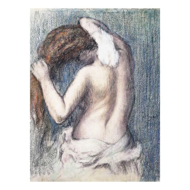Cuadros de cristal desnudo y erótico Edgar Degas - Woman Wiping
