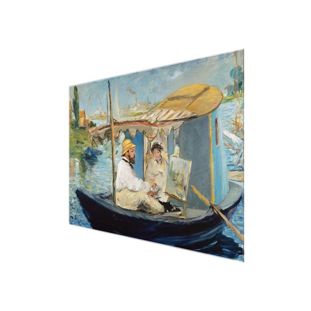 Cuadros retratos Edouard Manet - Claude Monet Painting On His Studio Boat