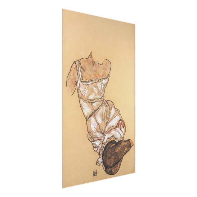 Estilos artísticos Egon Schiele - Female torso in underwear and black stockings