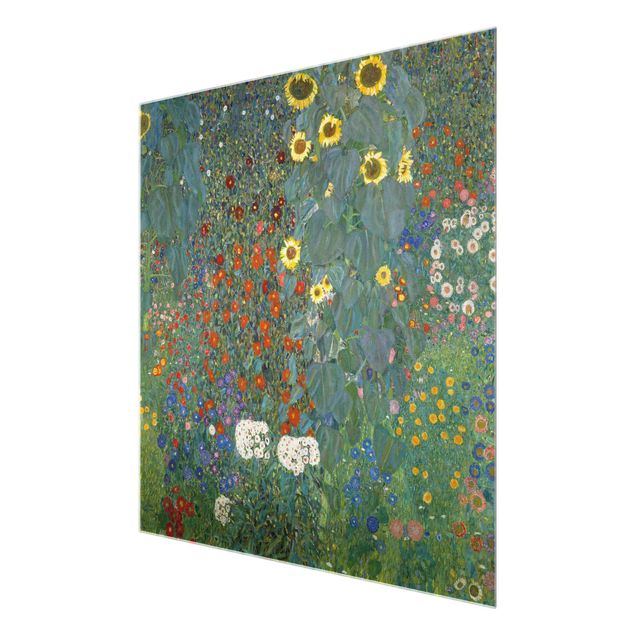 Cuadros de cristal flores Gustav Klimt - Garden Sunflowers