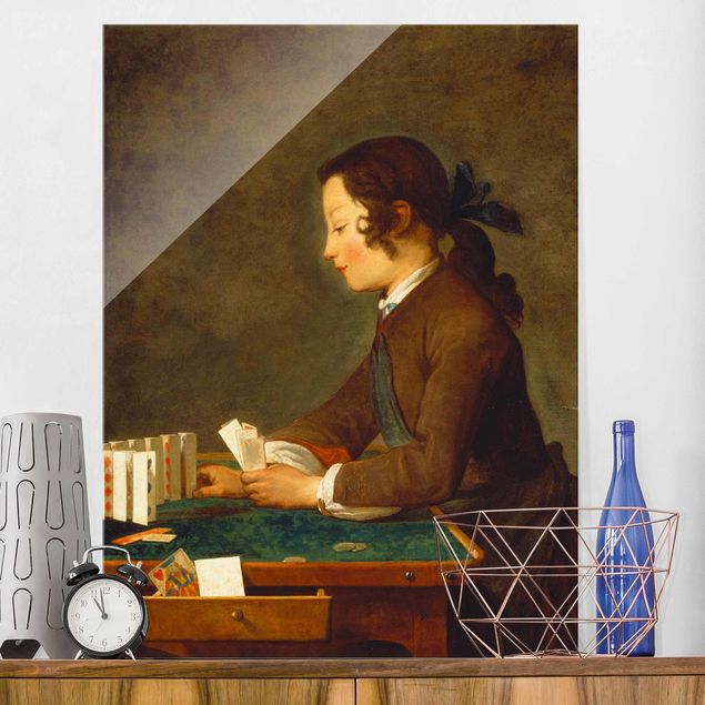 Decoración de cocinas Jean-Baptiste Siméon Chardin - Young Girl (young Boy?) builds a House of Cards