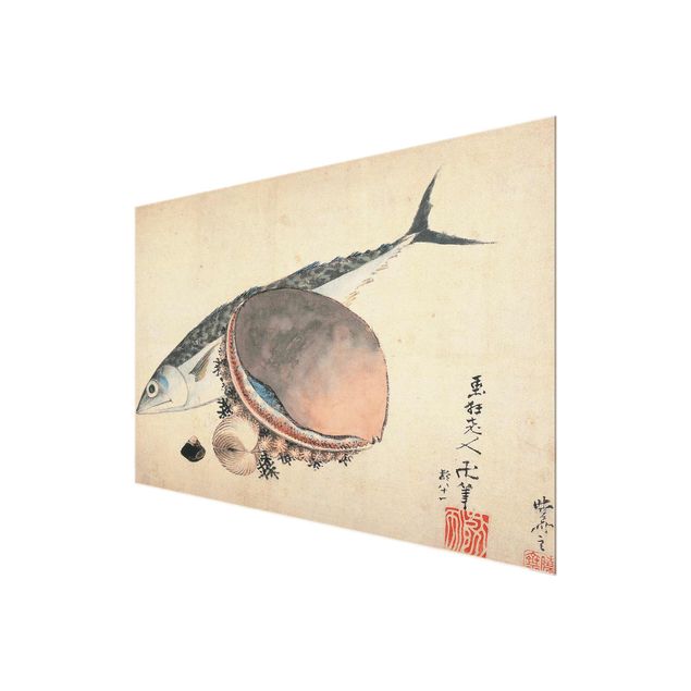 Cuadros modernos y elegantes Katsushika Hokusai - Mackerel and Sea Shells