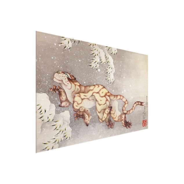 Cuadros tigres Katsushika Hokusai - Tiger in a Snowstorm