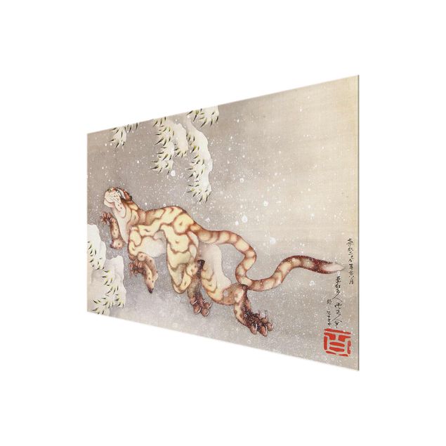 Cuadros famosos Katsushika Hokusai - Tiger in a Snowstorm