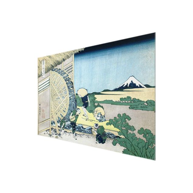 Cuadros verdes Katsushika Hokusai - Waterwheel at Onden