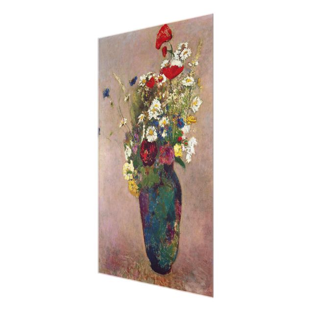 Cuadros de cristal flores Odilon Redon - Flower Vase with Poppies