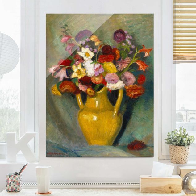 Decoración en la cocina Otto Modersohn - Colourful Bouquet in Yellow Clay Jug