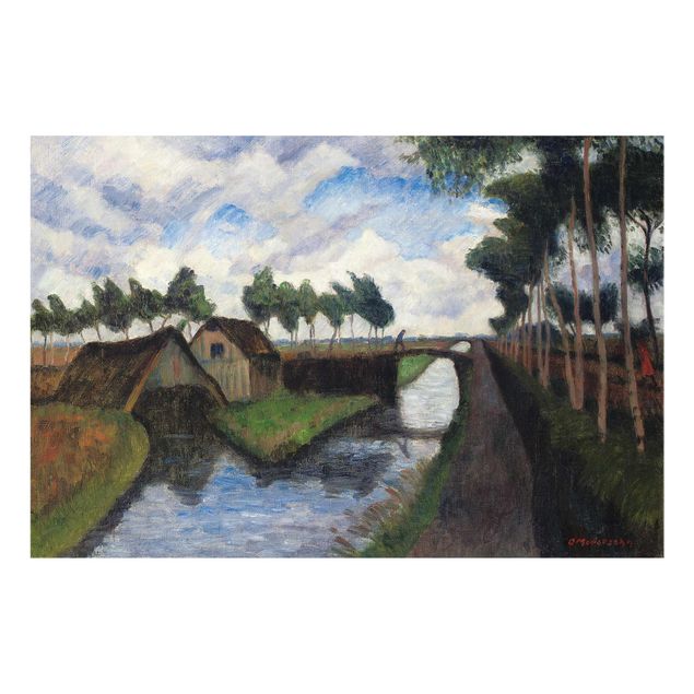 Cuadros de paisajes naturales  Otto Modersohn - The Rautendorf Canal with Boat House near Worpswede