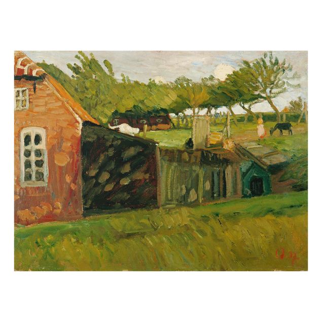 Cuadros paisajes Otto Modersohn - Red House With Stables