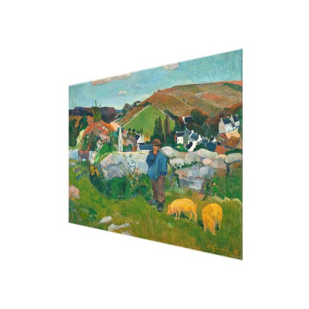 Cuadros de cristal paisajes Paul Gauguin - The Swineherd