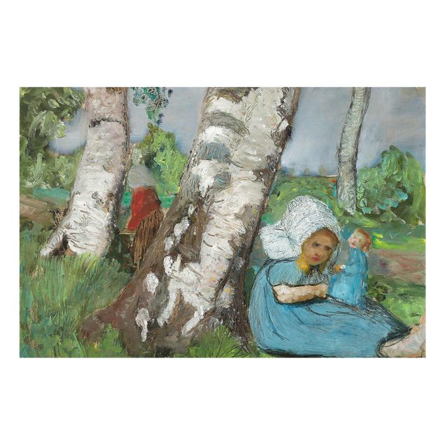 Cuadros árboles Paula Modersohn-Becker - Child with Doll Sitting on a Birch Trunk