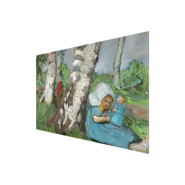 Cuadros paisajes Paula Modersohn-Becker - Child with Doll Sitting on a Birch Trunk