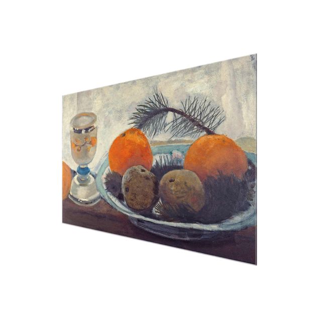 Cuadros de bodegones modernos Paula Modersohn-Becker - Still Life with frosted Glass Mug, Apples and Pine Branch