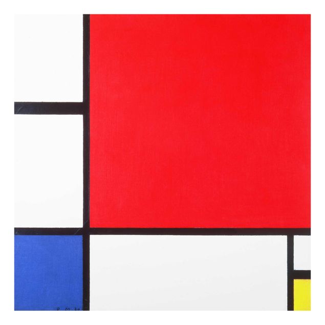 Cuadros de cristal abstractos Piet Mondrian - Composition With Red Blue Yellow