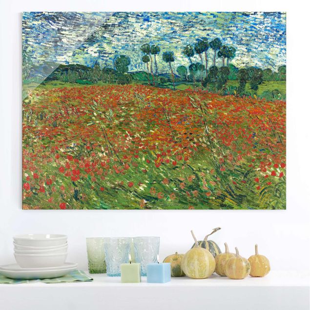 Cuadros de cristal amapolas Vincent Van Gogh - Poppy Field