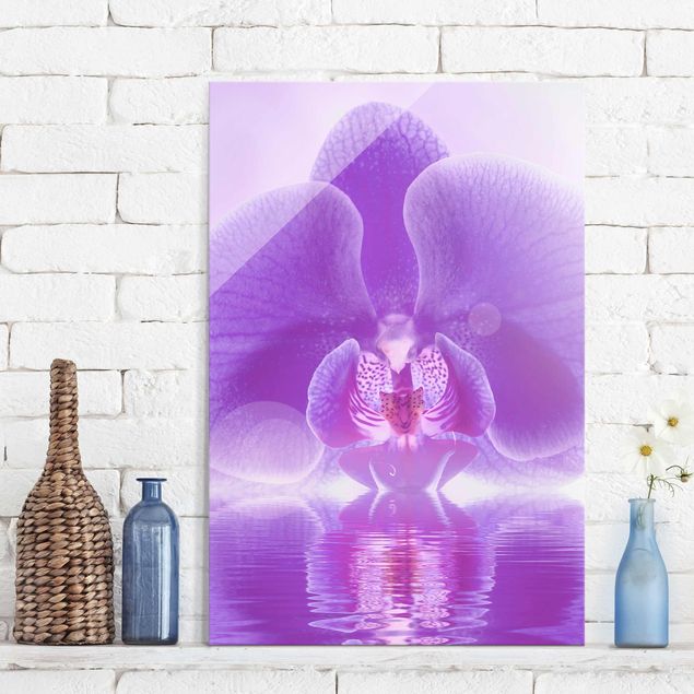 Cuadros de cristal orquídeas Purple Orchid On Water