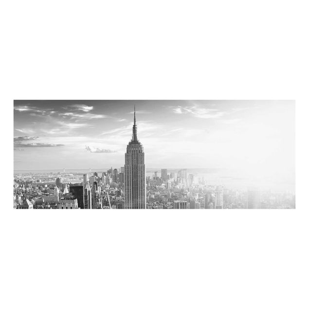 Cuadros de cristal blanco y negro Manhattan Skyline
