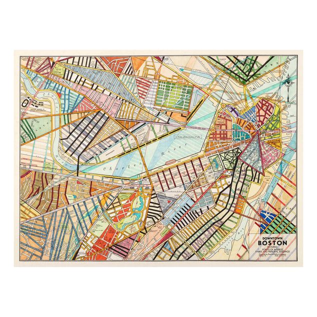 Cuadros multicolores Modern Map Of Boston