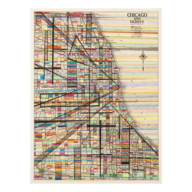 Cuadros multicolor Modern Map Of Chicago