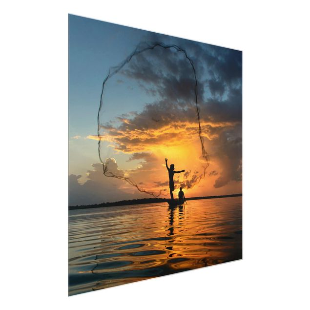 Cuadros playas Fishing Net At Sunset
