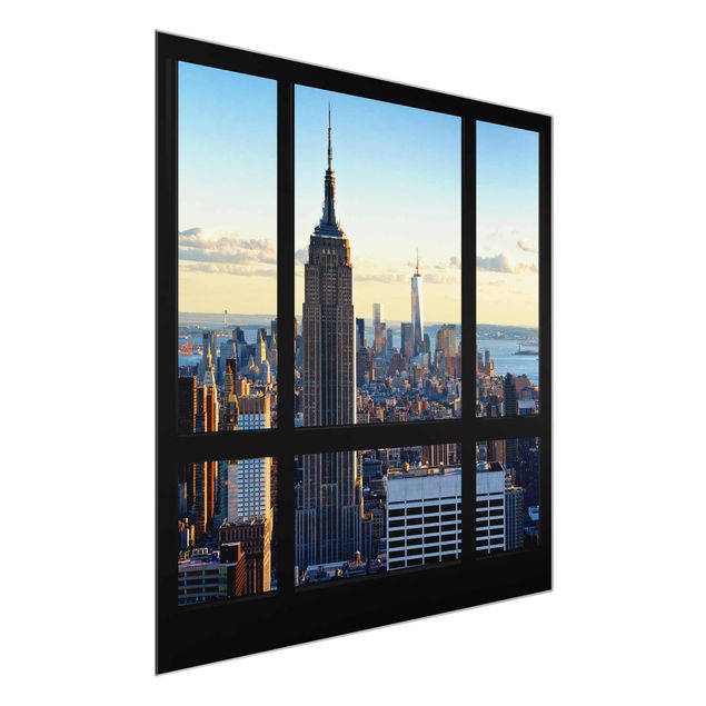 Cuadros de cristal arquitectura y skyline New York Window View Of The Empire State Building