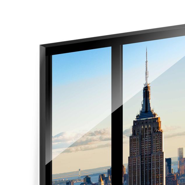 Tableros magnéticos de vidrio New York Window View Of The Empire State Building
