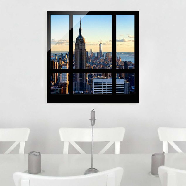 Cuadros de cristal Nueva York New York Window View Of The Empire State Building