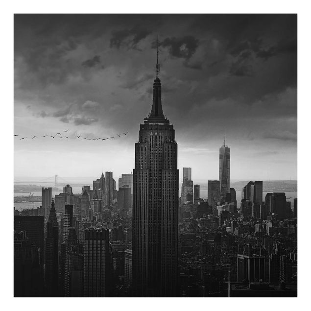 Cuadros de cristal blanco y negro New York Rockefeller View