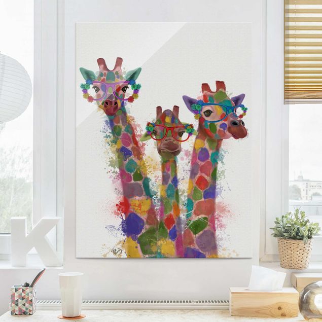 Cuadros de jirafas Rainbow Splash Giraffe Trio