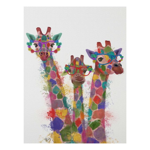 Cuadros animales Rainbow Splash Giraffe Trio