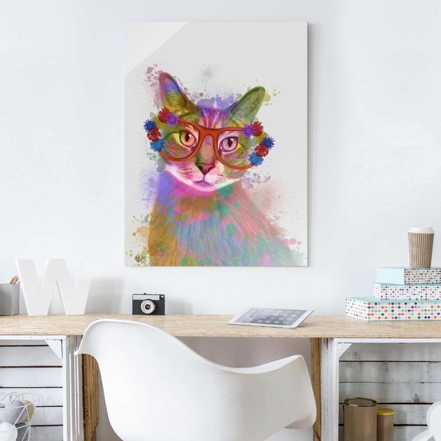 Cuadro con gato Rainbow Splash Cat